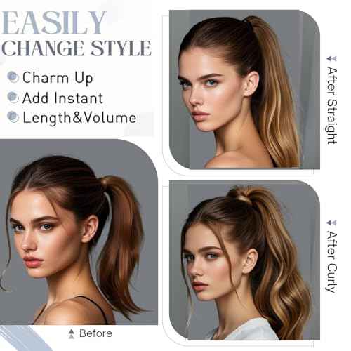 Rich Choices Claw Clip Ponytail Extension Human Hair #4P27 Medium Brown Highlighted Dark Blonde Real Hair Ponytail Balayage 18 Inch Clip In Long Ponytail Hair Extension For Women 110g One Piece
