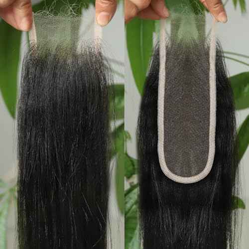 BEEOS Yaki Straight 2x6 SKINLIEK Real HD Lace Closure, 0.1mm Ultra-thin Invisible Lace Pre-Plucked Bleached Knots Human Hair Closure 20 Inch