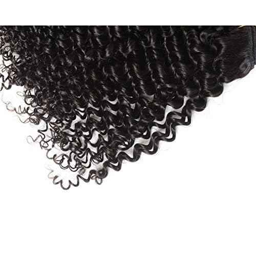 Curly Bundles Human Hair Brazilian Kinky Curly Virgin Hair 18 inch 3 Bundles 9A Grade Unprocessed Remy Virgin Curly Human Hair Weave Extensions with Natural Black Color