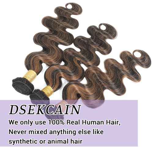 P1B/30 Body Wave Human Hair Bundles Highlight Brown Color Body Wave Bundle 100% Real Human Hair And True To Length 16 18 20 Inch 3 Pcs/Pack