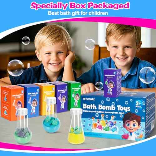 Bath Bomb Potion for Toddlers & Kids, 6-Pack Non-Toxic - Colorful Fizzy Fun - Interactive Bubble Bath Toy, Fun Science Bath Toys with a Colorful Foams & Bubbles Eruption