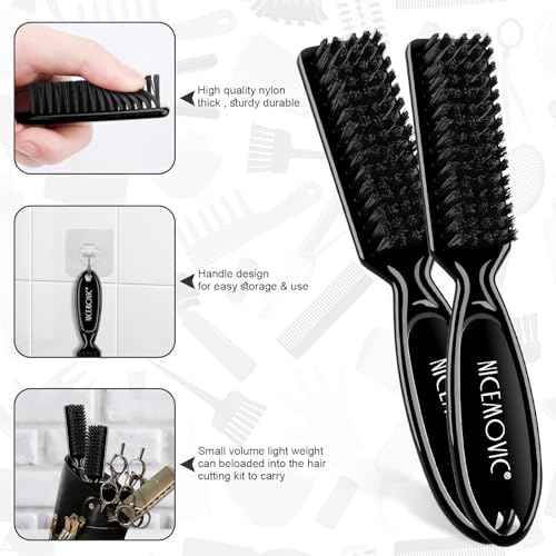 NICEMOVIC Hair Cutting Barber Cape with Neck Duster Brush and Barber Brush, Professional Barber Accessories Cleaning Supplies for Salon Haircut Styling (Black)