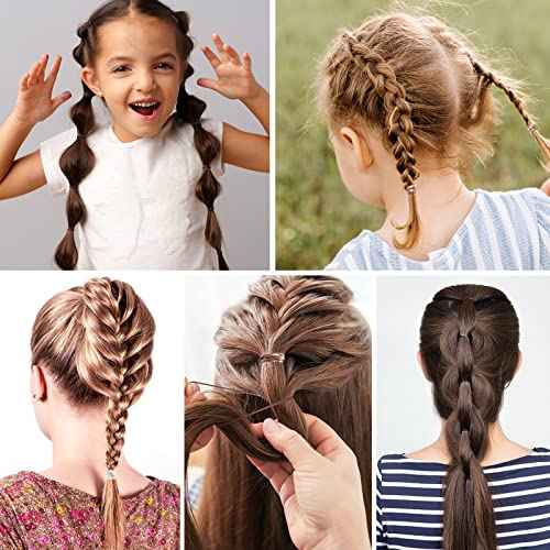 Funtopia Mini Hair Ties, 2500Pcs Soft Hair Rubber Bands and Elastics for Girls Women with Organizer Box (Black, Clear, Brown, Dark Brown)