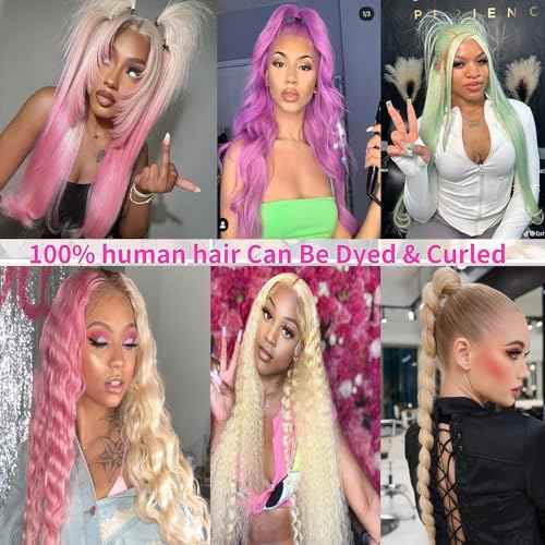 613 13x6 Lace Front Wig Human Hair 200 Density Blonde Wig Human Hair 613 HD Lace Frontal Wigs Human Hair Pre Plucked HD Lace Frontal Wig Straight Glueless (28 Inch)