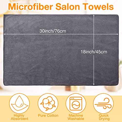 Newwiee 72 Pack Microfiber Bleach Proof Towels Bulk for Salon 18 x 30 Inch Dry Lint Free Hair Drying Hand Towels for Hair, Gym, Bath, Spa, Shaving, Barber(Grey)