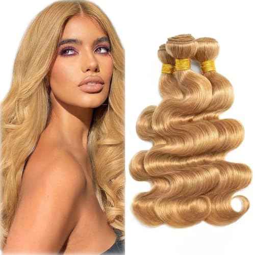 Honey Blonde Bundles 27 Body Wave 3 Bundles Huma Hair 26 28 30 inch AuokMar Unprocessed Virgin 27 Blonde Bundle Human Hair Extensions 150g