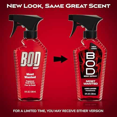 BOD man Fragrance Body Spray, Most Wanted, 8 fl oz (Pack of 2)
