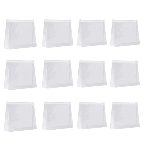 JIAKAI 12pcs Mini Small PVC Transparent Plastic Cosmetic Organizer Bag Pouch With Zipper Closure for Vacation Travel, Bathroom and Organizing Makeup Bag
