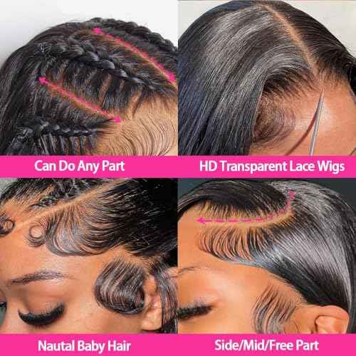 22 Inch Lace Front Wigs Human Hair 200 Density 13x4 HD Lace Front Wigs Human Hair Pre Plucked Glueless Wigs Human Hair for Women Straight Lace Frontal Wigs Natural Color