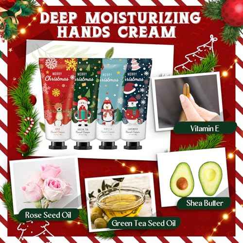 72 Set Christmas Hand Lotion Gift Bulk Christmas Hand Cream Travel Size Xmas Stocking Stuffers Holiday Mini Lotion with Organza Bag Greeting Card Party Supplies for Employee Coworkers Gifts