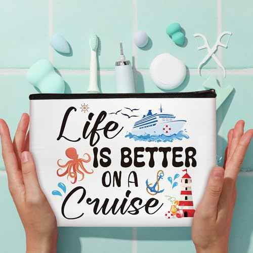 Cruise Makeup Bag Gifts - 4Pcs Cruise Ship Essentials Cruise Survival Kit Bags Cruise Cosmetic Bag for Women Girl Best Friend Travel Beach Accessories