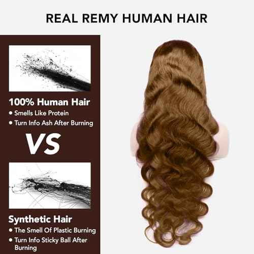 13x4 Chocolate Brown Lace Front Wig Human Hair Pre Plucked 200% Density Brown Glueless Body Wave HD Lace Front Wigs Human Hair 28 Inch