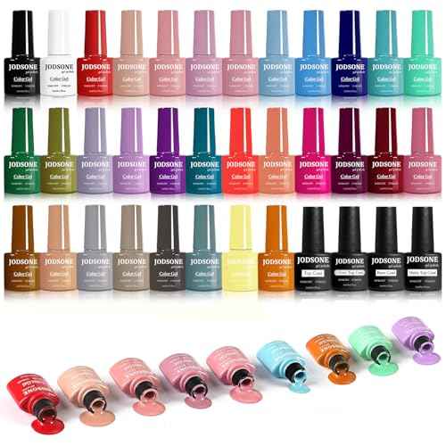 JODSONE 36 PCS Gel Nail Polish Set-32 Colors Gel Nail Polish Set Same Color Same Bottle No Wipe Base Top Matte Glitter Coat Professional Choice Salon Gifts