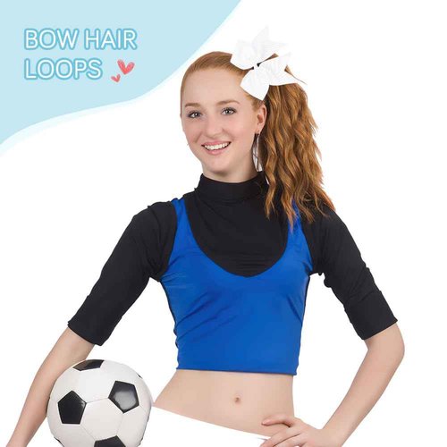 WRNZL Cheer Bows, White Hair Bows, 20 Pcs 8 Inch Bows for Cheerleaders, Girls, Softball, Ponytail Holders, Cheerleading Hair Accessories