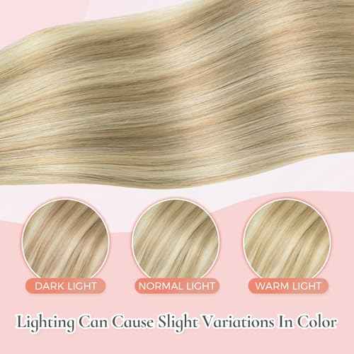 Hair Clip In Hair Extensions Straight Remy Clip In Hair Extensions Real Human Hair Light Blonde Highlighted Golden Blonde 20inch 80g 5pcs