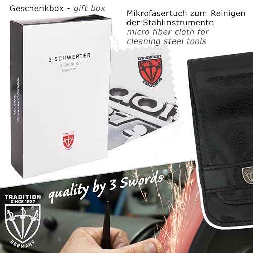 3 Swords Germany - brand quality 6 piece manicure pedicure grooming kit set for professional nail care with black synthetic leather case - Made in Germany