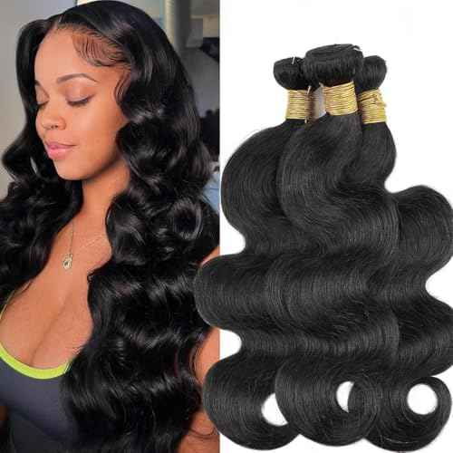 Human Hair Bundles Body Wave Bundles Brazilian Virgin Body Wave 3 Bundles 14 16 18inch 300g Natural Black 100% Unprocessed Virgin Brazilian Body Wavy Human Hair Weave Bundles
