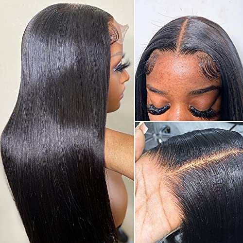 Hd Transparent Straight 4x4 Lace Clsoure Human Hair Pre Plucked With Baby Hair 100% Unprocessed Brazilian Human Virgin Hair Lace Closure For Black Women Free Part Natural Black Color