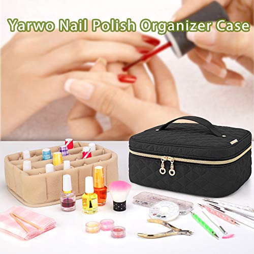 Yarwo Nail Polish Carrying Bag Holds 24 Bottles (15ml/0.5 fl.oz), Travel Storage Organizer for Nail Polish and Manicure Accessories, Black (Bag Only, Patent Pending)