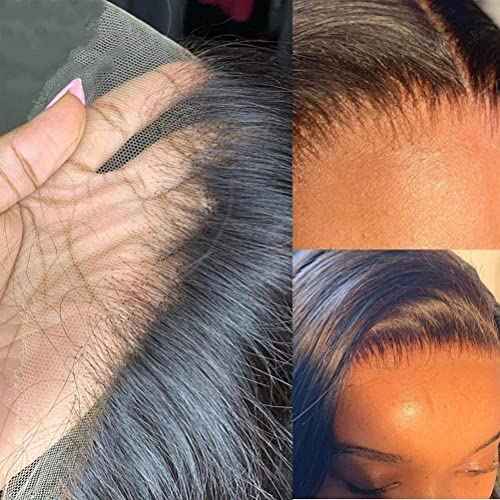 Sunelk 18 Inch Lace Front Wigs Human Hair Pre Plucked 13x4 Body Wave HD Lace Front Wigs Human Hair 180 Density Brazilian Virgin Hair Glueless Wigs Human Hair for Women Natural Black Color