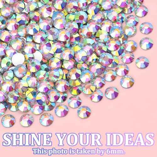 25000Pcs Resin Rhinestones with Tweezers for Bedazzling, AB 2-6mm Mixed Sizes Crystal with 3Pcs 10ml B7000 Jewelry Glue for Nail Art Makeup