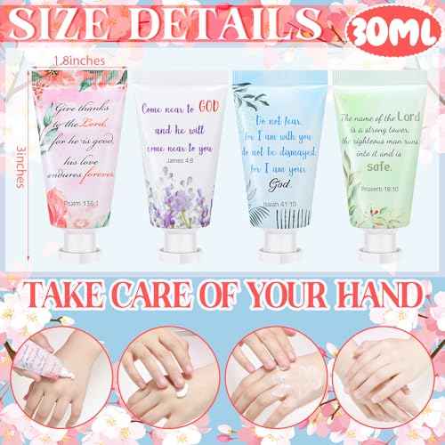 Landhoow 24 Pack Christmas Christian Hand Cream Bulk for Women Thanksgiving Bible Travel Hand Lotion Set Religious Bible Verse Gift for Employee Coworker Team Church Wedding Homeless