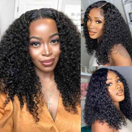 Asteria Curly Human Hair Wig 7x4 Ready To Wear Glueless Wigs Human Hair Pre Plucked Pre Cut Curly Lace Front Wigs Human Hair Wigs For Black Women 14 Inch