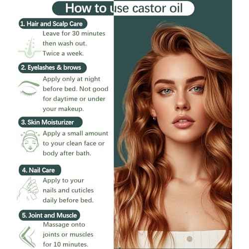 Organic Castor Oil 100% Pure Natural Hair Oil for Hair Growth, Castor oil for Skin Lashes Nails Face Eyelash Eyebrows, Cold Pressed Hexane Free Unrefined USDA Certified 4OZ