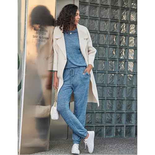 Ekouaer Womens Pajamas Set Long Sleeve Loungewear Soft Lounge Set Joggers with Pockets