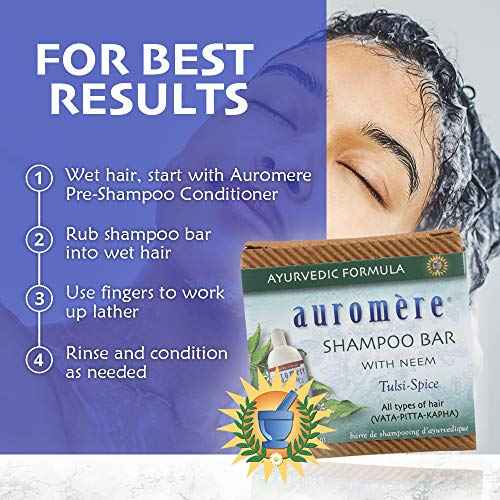 Auromere Ayurvedic Shampoo Bar - Eco Friendly, Handmade, Vegan, Cruelty Free, Natural, Non GMO, All in One Bar for Soap and Shampoo (4.23 oz), 6 pack