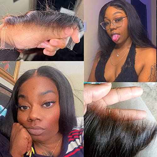 Myshinywigs Bleached Knots 5x5 Real HD Lace Closure Skinlike Straight Human Hair Closure Pre Plucked with Baby Hair Brazilian Virgin Thin Invisible 5x5 Lace Closure Serrated Edge 20 Inch Closure Only