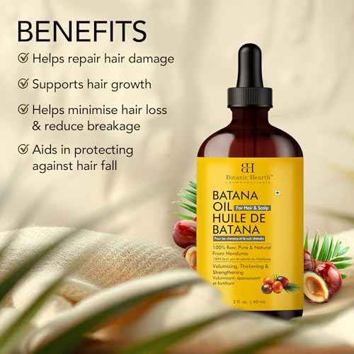 Botanic Hearth 100% Pure Rosemary Batana Oil For Hair Growth | Infused with Batana, Kemel Oil |Hair Oil Repairs Dry Damaged Hair, Strengthening, Healthier - Hair Tonic, 2 fl oz