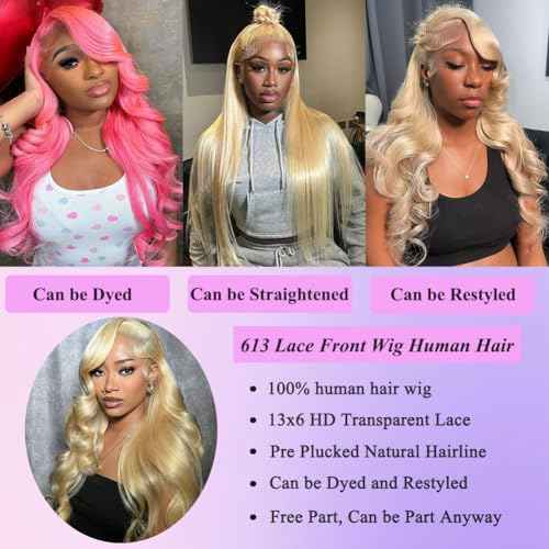 30 Inch 613 Lace Front Wig Human Hair 200 Density 13x6 Body Wave HD Lace Front Wigs Human Hair Pre Plucked Blonde Wig Human Hair 613 HD Lace Frontal Wig 613 Wig for Women