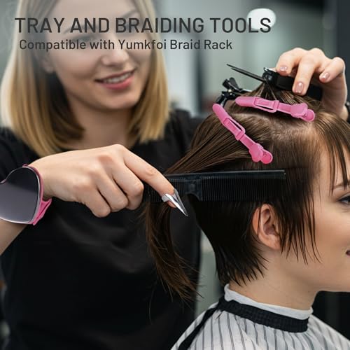 Braiding Rack Tray and Tools Set, Compatible with Yumkfoi Braiding Hair Rack, Making All the Tools Accessable, Save Your Time