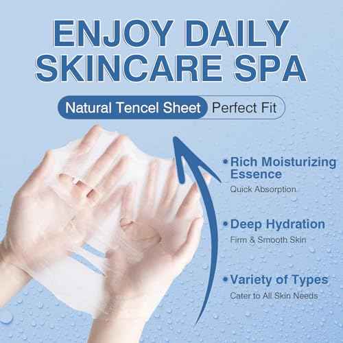 24 Pack Serum Sheet Masks,Facial Masks Skincare for Women,Hydrating & Moisturizing Face Masks for All Skin Types,Smooth,Nourishing,Lightweight