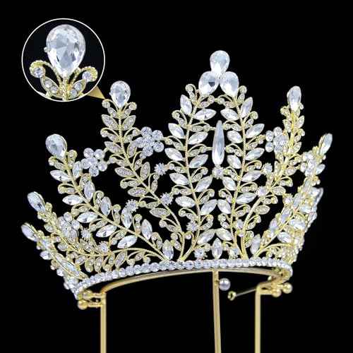 QXMYOO Extra Large Tiaras Tall Pageant Crowns for Women Clear Austrian Crystal Tiara Silver Homecoming Queen Crown Big Rhinestone Headpiece for Birthday Prom Quinceanera Wedding