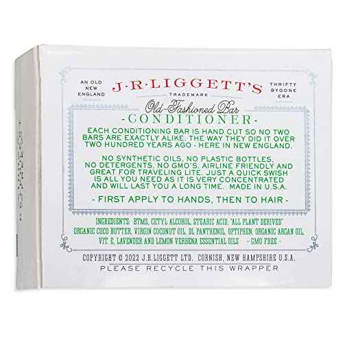 J¡¤R¡¤LIGGETT'S Conditioner Bar - Original Formula, All Natural Hair Conditioner with Coconut Oil & Cocoa Butter - Sulfate Free, Gmo Free, Plant-Based Ingredients for Soft & Smooth Hair, 1.75oz - 3 Pack
