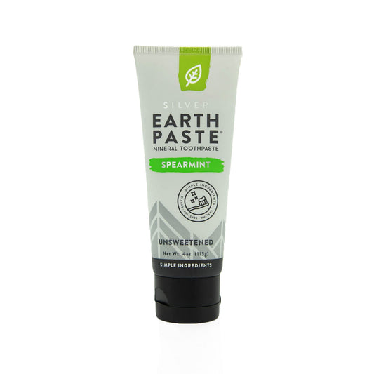 Redmond Earthpaste with Silver - Natural Non-Fluoride Toothpaste, 4 Ounce Tube (Unsweetened Spearmint)