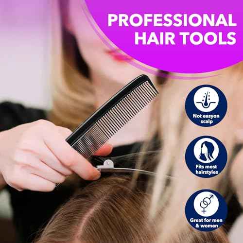 5 Piece Combs for Women and Man, Premium Black Hair Comb, Fine Tooth Tail Professional Combs and Styling Comb Set, Perfect for Parting, Teasing, Hairdressing, and Everyday Styling