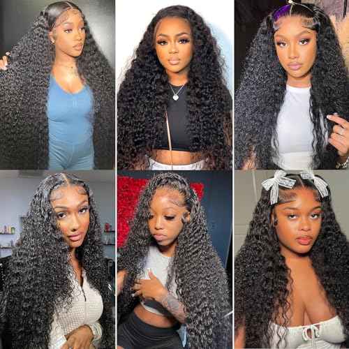 30 Inch Water Wave Lace Front Wigs Human Hair Pre Plucked Wet And Wavy 13x4 Hd Lace Frontal Human Hair Wig 180% Density For Women Small Knots Bouncy Soft Deep Curl Tangle Free Natural Hairline