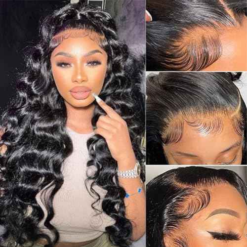 ABALON 13x6 Body Wave Lace Front Wigs Human Hair 200% Density 22 Inch HD Lace Frontal Wigs Human Hair Pre Plucked Body Wave Wig Glueless Wigs for Women Brazilian Virgin Wigs