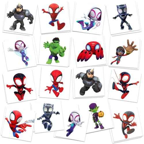 Spidey Birthday Party Supplies, 34Pcs Temporary Tattoos Party Gifts, Removable Fake Tattoo Stickers for Goody Bag Treat Bag Stuff for Spidey Birthday Decorations
