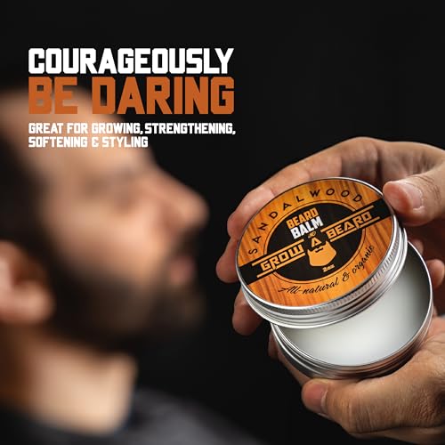 Beard Balm for Men, 2oz Sandalwood & 2oz Citrus Scent, w/Jojoba Oil & Shea Butter, Styling Cream for Men, Moisturizer & Softener, Beard Care Leave in Conditioner (2 Pack)