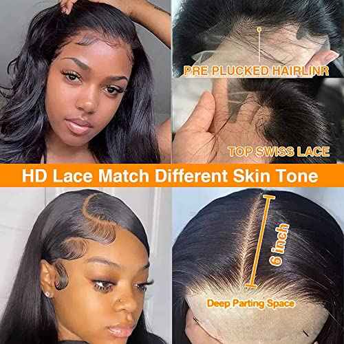 CHEETAHBEAUTY 13x6 Lace Front Wigs Human Hair 20Inch HD Transparent Lace Frontal Wigs 220% Density Brazilian Virgin Straight Human Hair Wigs for Women Pre Plucked with Baby Hair Natural Color