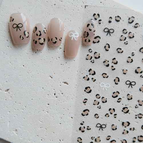 Leopard Print Nail Art Stickers, Coquette Nail Decals,Self-Adhesive, Nail Accessories & Supplies, Durable & Long-Lasting