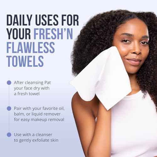 Zev Fresh¡¯n Flawless Face Towels, Disposable Face Towelette for Clean Clear Skin - Makeup Remover Dry Wipes, Facial Wash Cloths, 100% Biobased Towel, Biodegradable, XL Ultra Soft & Sustainable, 50 Ct