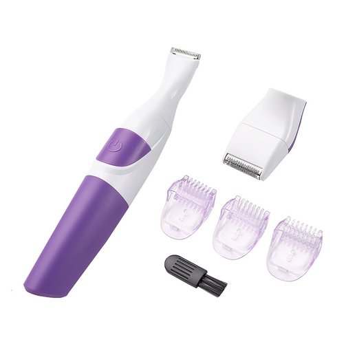 ZJchao Bikini Trimmer and Shaver for Women, 2 in 1 Waterproof Portable Safe Epilator Hair Removal Trimmer for Women Pubic Hair Face Leg Eyebrow Nose Lip Body, Purple