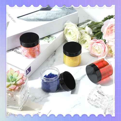 Aoriher 150 Pcs Plastic Container Jars with Lids Round Cosmetic Jars Empty Plastic Container for Lotion, Cream, Ointments, Makeup, Eye Shadow, Rhinestone, Samples, Pot, Travel Storage(2 oz,Black)