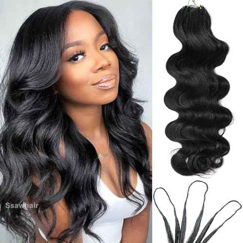 Body Wave Crochet Human Hair Knotless Pre-Separated Braid Virgin Human Hair With String Pre-Looped Reusable Feather Crochet Hair Extensions 16Inch 120g 100Strands