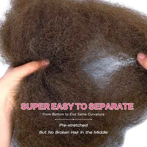 Afro Kinkys Bulk Human Hair for Dreadlocks Extensions and Locs Repair 1 Pack 50 Gram Afro Kinky Curly Human Hair Bulk for Twist (4#, 18 Inch)
